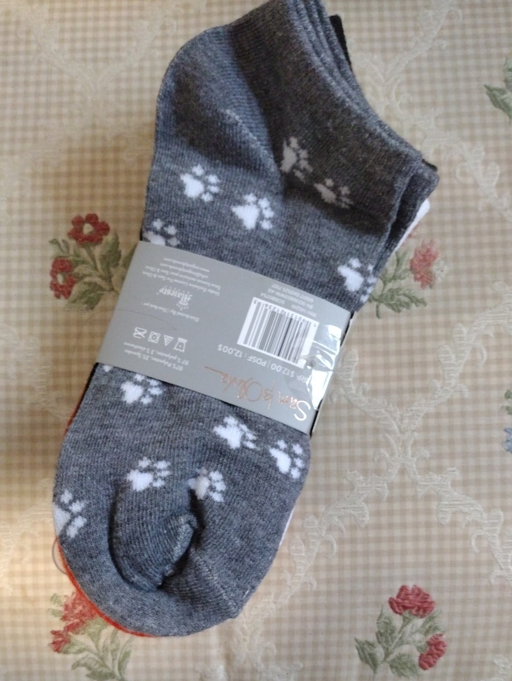 Puppy Themed No Show Socks 6pr - Picture 2 of 2
